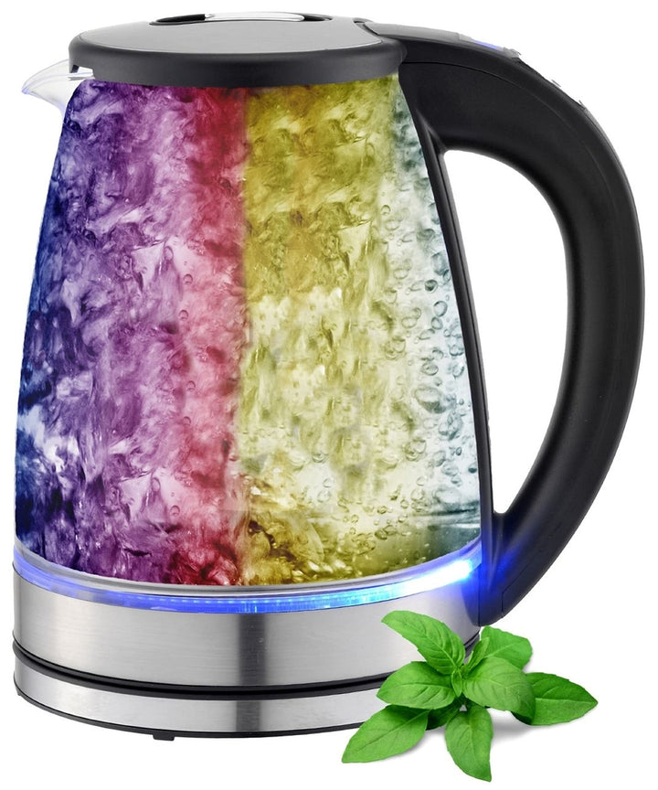 Glas Wasserkocher 1,8 Liter | 2200 Watt | Edelstahl mit Temperaturwahl | Teekocher | 100% BPA FREI |