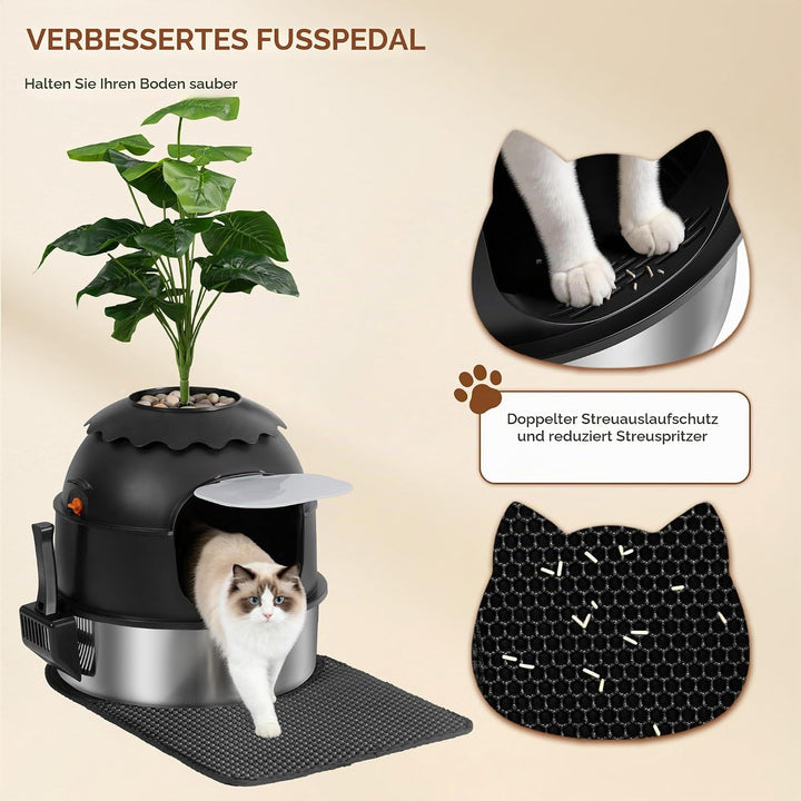 Katzenklo Edelstahl, Katzenklo Blumentopf, Schwarz
