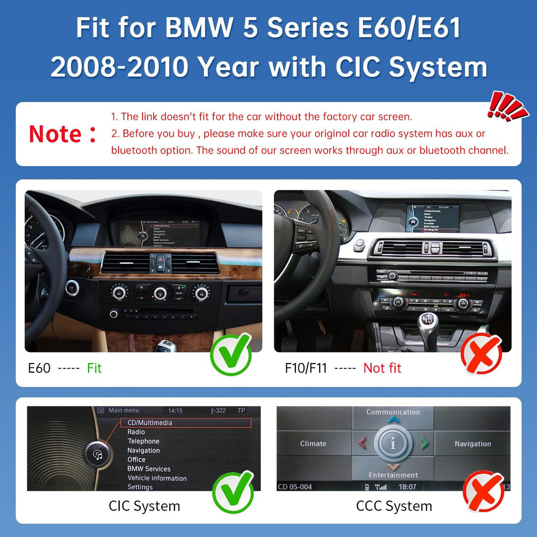Road Top 12,3 Zoll Ultraschmaler Autoradio Carplay für BMW 5er CIC | für BMW 5er E60/E61 mit CIC (20
