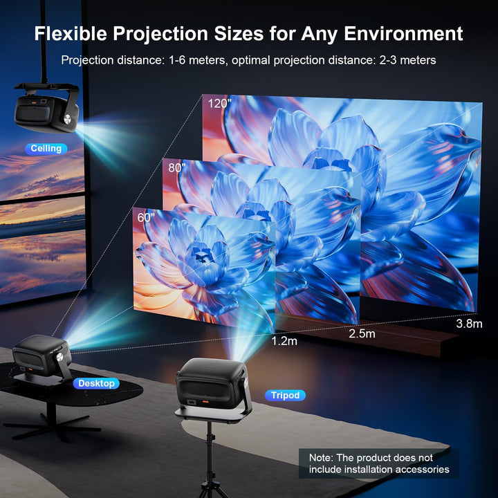 Smart Projector 4K Beamer für Heimkino mit Android 14.0, 30000 Lumen, Autofokus &amp; Trapezkorrektur, B