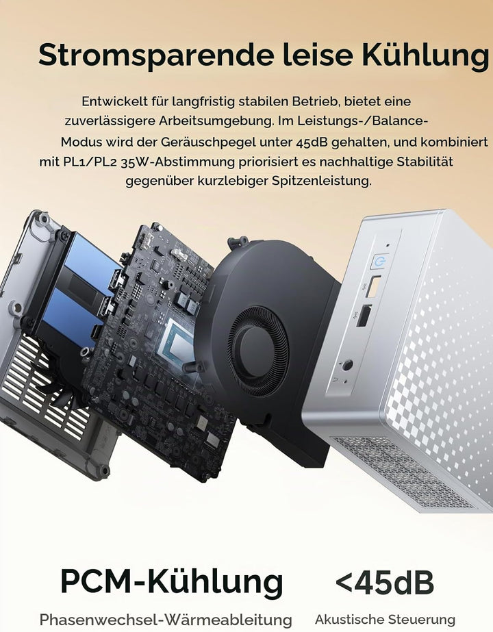 MINIS FORUM M1 Lite-125U Mini-PC-Barebone mit Intel Core Ultra 5 125U (12C/14T, bis zu 4,3 GHz), 2 x
