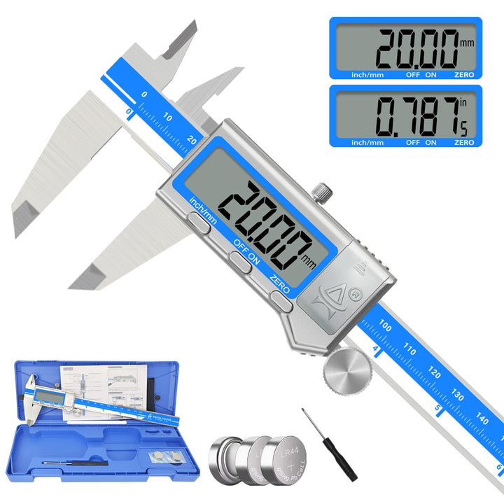 Digital Caliper 6 Inch Measuring Tool Stainless Steel Vernier Caliper Digital Micrometer with Large