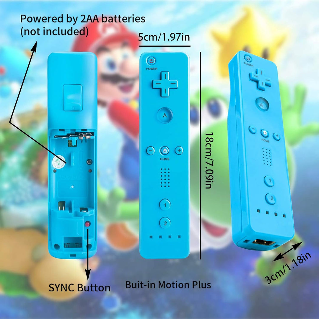 2 WII Controller Fernbedienung Remote Game Linker Controller mit Silikonhülle Armban, ohne Motion Pl