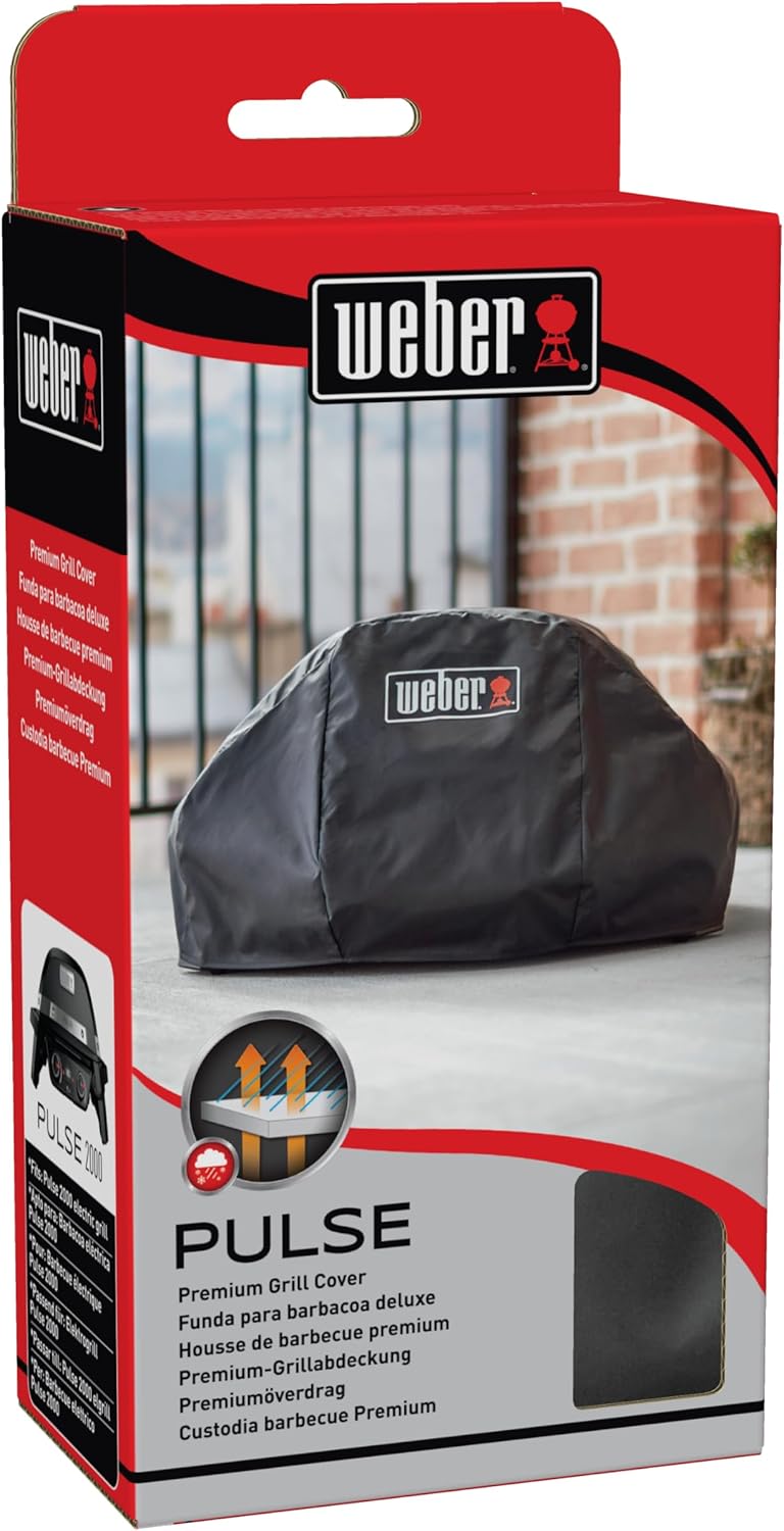 Weber Premium Grill Abdeckhaube für Pulse 2000, atmungsaktiv UV- &amp; wasserbeständig, Schutz for Wind