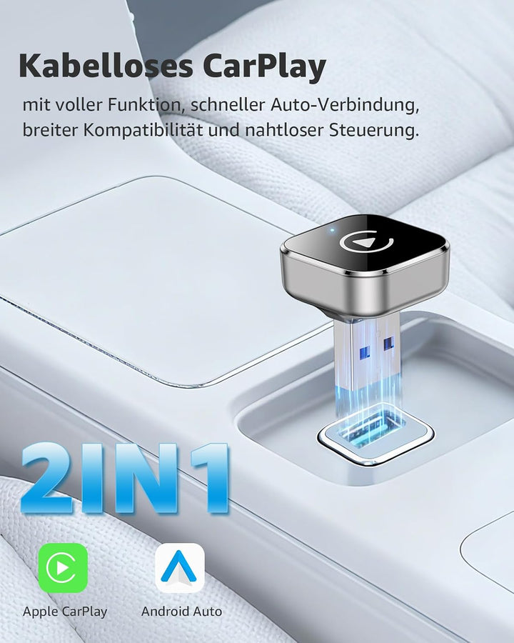 Wireless CarPlay &amp; Android Auto Adapter, 2-in-1 Kabelloser Adapter mit Dual-Band WiFi, Kabelgebunden
