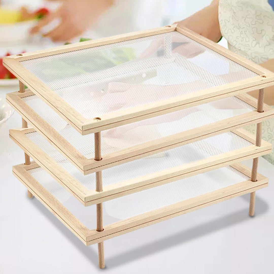 4 Schichten 24,5x39cm Pasta Trockengestell, Stapelbarer Nudel Trockengestell, Nudel Aus Holz, Flache
