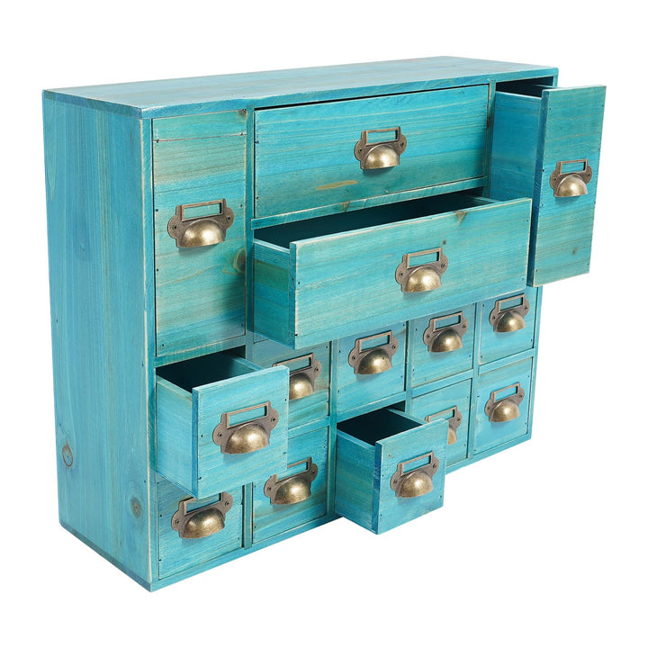 Schubladenbox Holz, Desktop Schreibtisch Organizer Schubladen Organizer mit 14 Schubladen, Aufbewahr