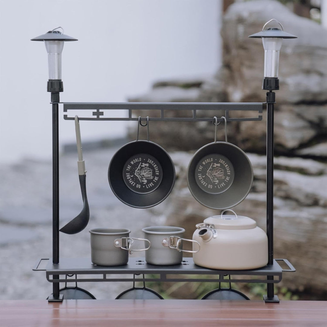 Campingtisch Aufbewahrungsregal, tragbarer Campingtischständer, Camping | Desktop- , Outdoor-Camping