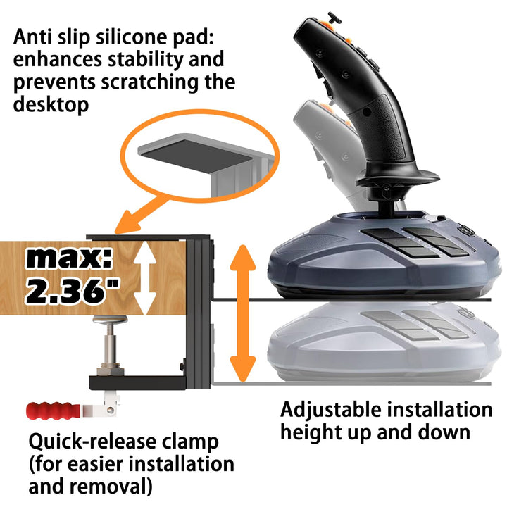Flugsimulator-Joystick-Tischhalterung, Hotas Halterung - Kompatibel mit Thrustmaster T. Flight Hotas