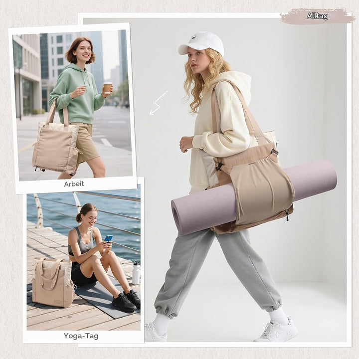 GOLF SUPAGS Convertible Laptop Rucksack Damen Yogatasche Sporttasche, Gesteppte Tragetasche, Yogamat