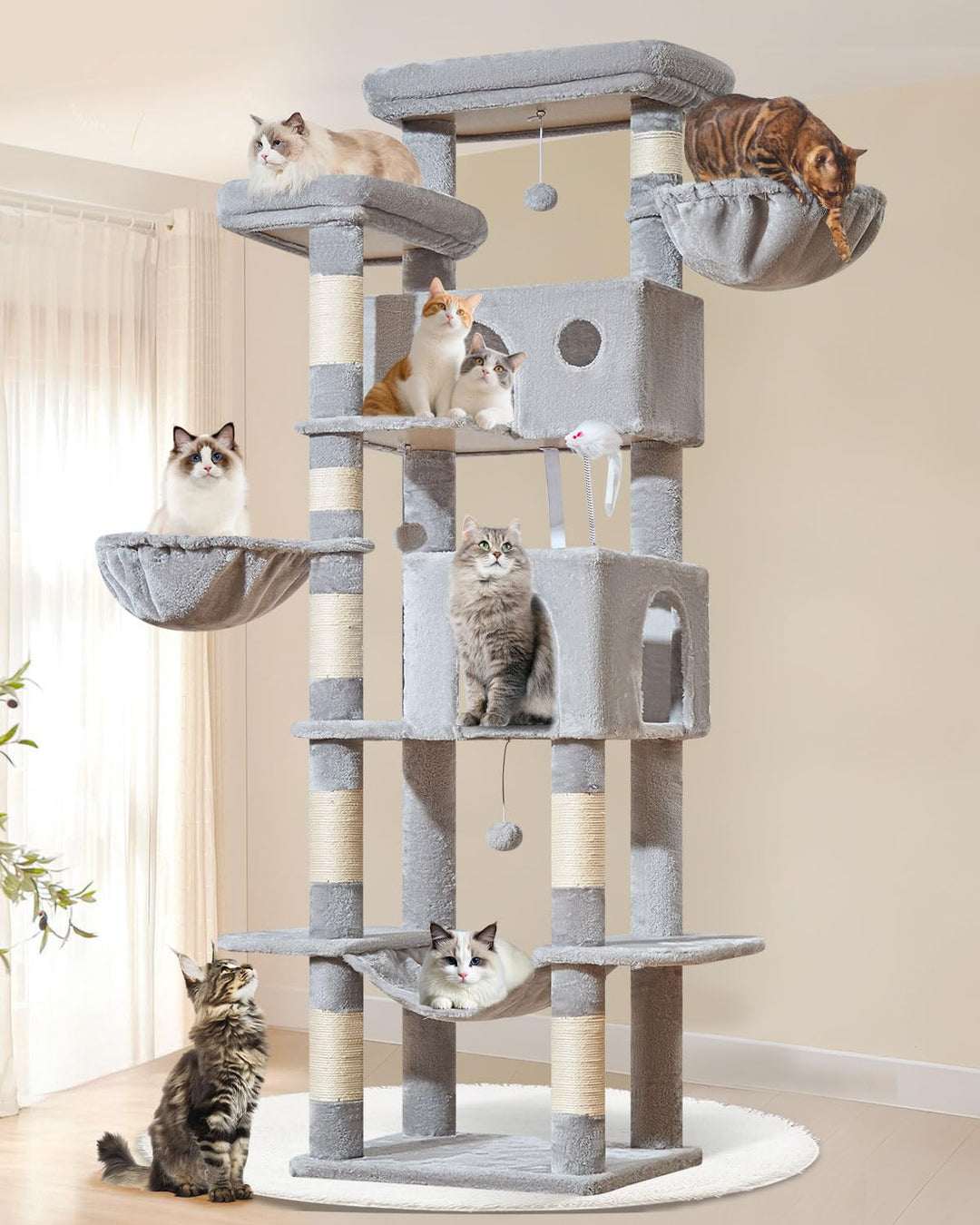 Taoqimiao 193CM Kratzbaum Gross XXL, Katzenbaum Katzenbaum Grosse Katzen Stabil Katzenkratzbaum mit