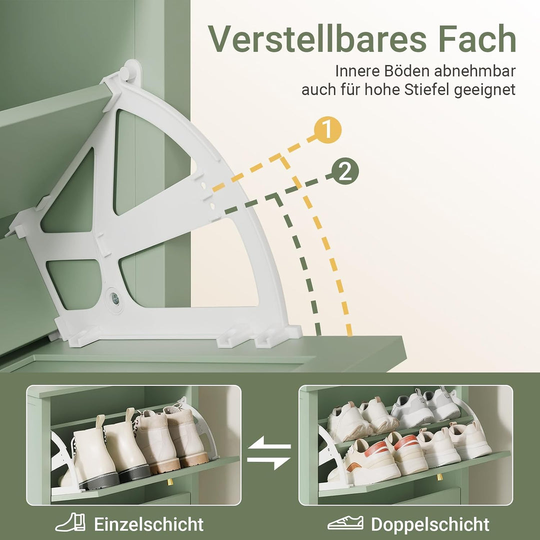 SoBuy Schuhschrank Schmal - 3 Klappen 62x25x121,5cm Flur Schuhschrank mit 3 Türen, Schuhschrank mit