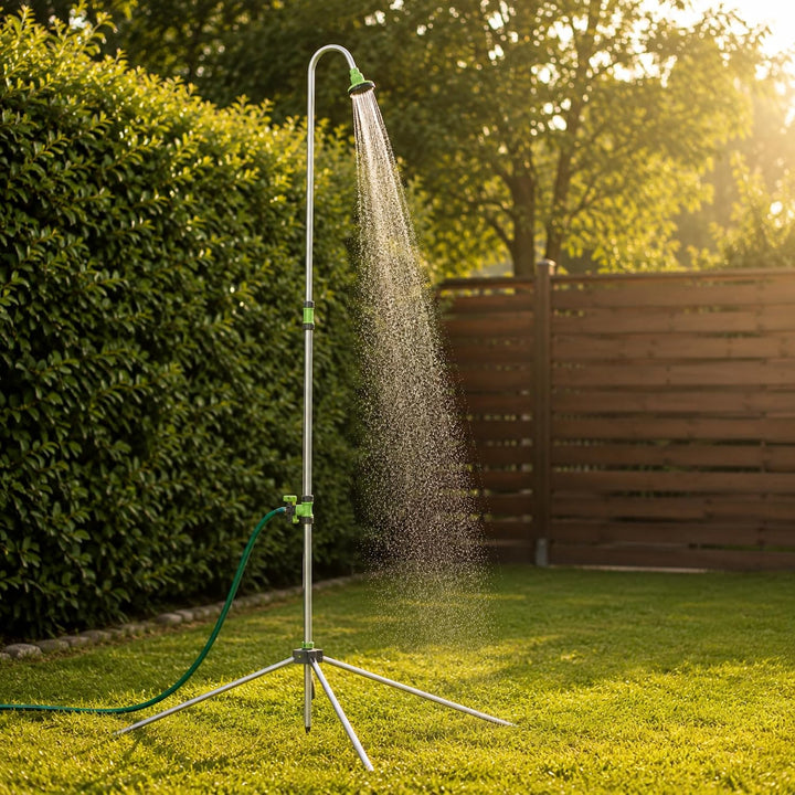 KADAX Gartendusche mit Verstellbarer Höhe, Aussendusche mit 1/2 Zoll Anschluss für Gartenschlauch, C