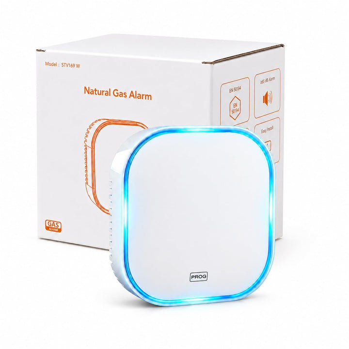 Gasmelder mit Stecker für Erdgas, Methan, LPG, 3-Stufen-Sprachalarm, 85 dB