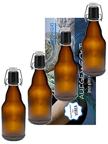 Vitrea 10er Set Bügelflaschen Bügelflasche Glasflaschen 330ml Braun mit Bügelverschluss zum Selbstbe