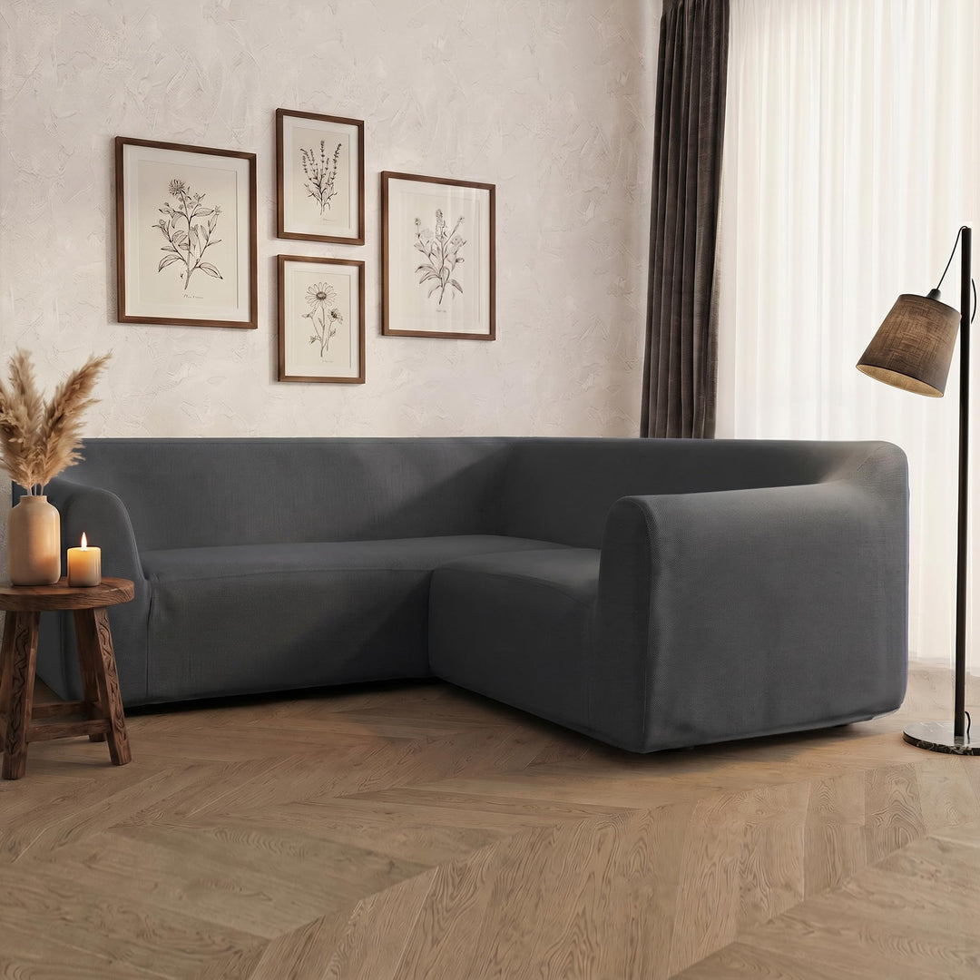Italian Bed Linen Dehnbarer Spannbezug für Sofas Dahlia, 92% Polyester, 8% Elastometer, Dunkelgrau,