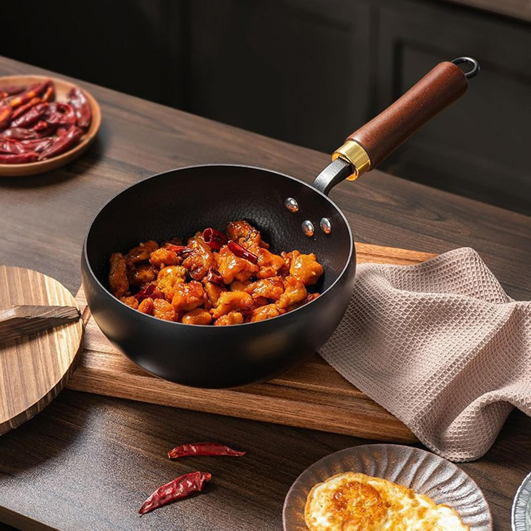 Handmade Iron Pan With Wooden Handle, Chinese Wok, Non-stick Pan, Eisenpfanne, Frying Pan, Hand Forg