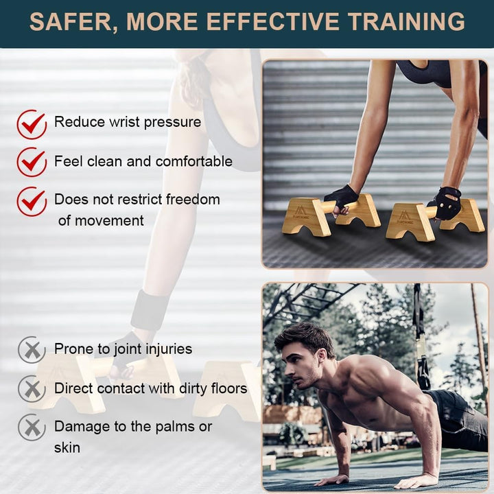 flintronic Liegestützgriffe Holz, Rutschfeste Push-Up Bars, Ergonomische Handstandgriffe für Calisth