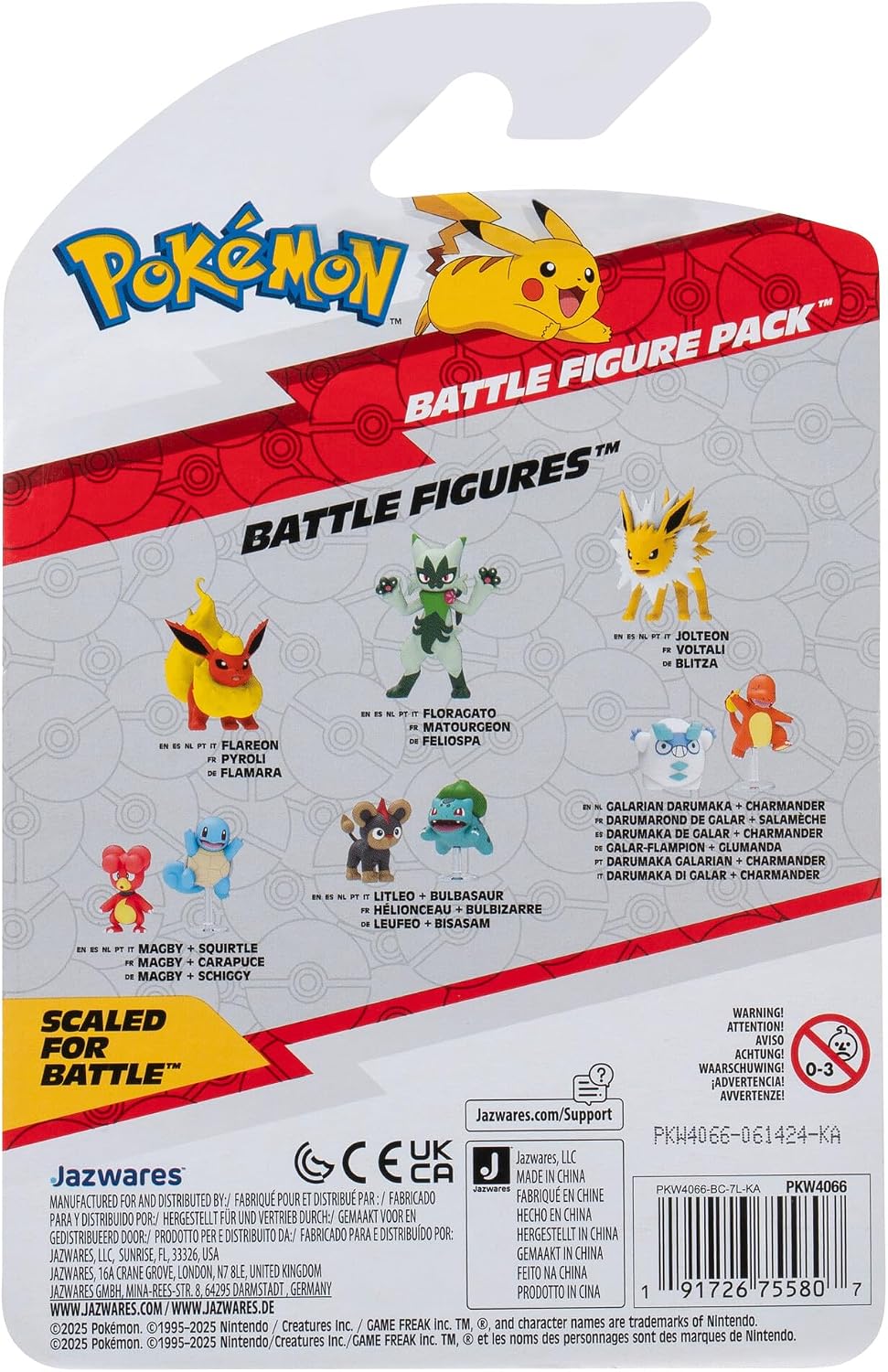 Pokémon PKW4066 - Battle Figure Pack - Pikachu, Serpifeu, offizielle detaillierte Figuren, je 5 cm P