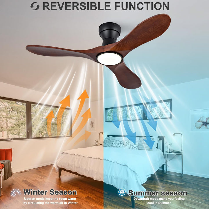 Gecheer 42-Zoll Deckenventilator 3 Holzflügel 3CCT 6 Stufen Fernbedienung