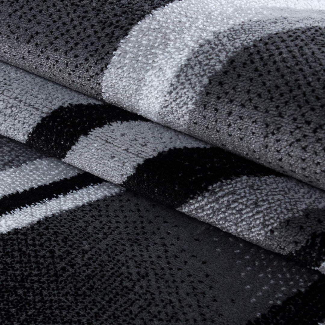 Carpetsale24 Teppich Wohnzimmer 240x340 cm Schwarz XL Modern Abstraktes Wellen Design Kurzflor für g