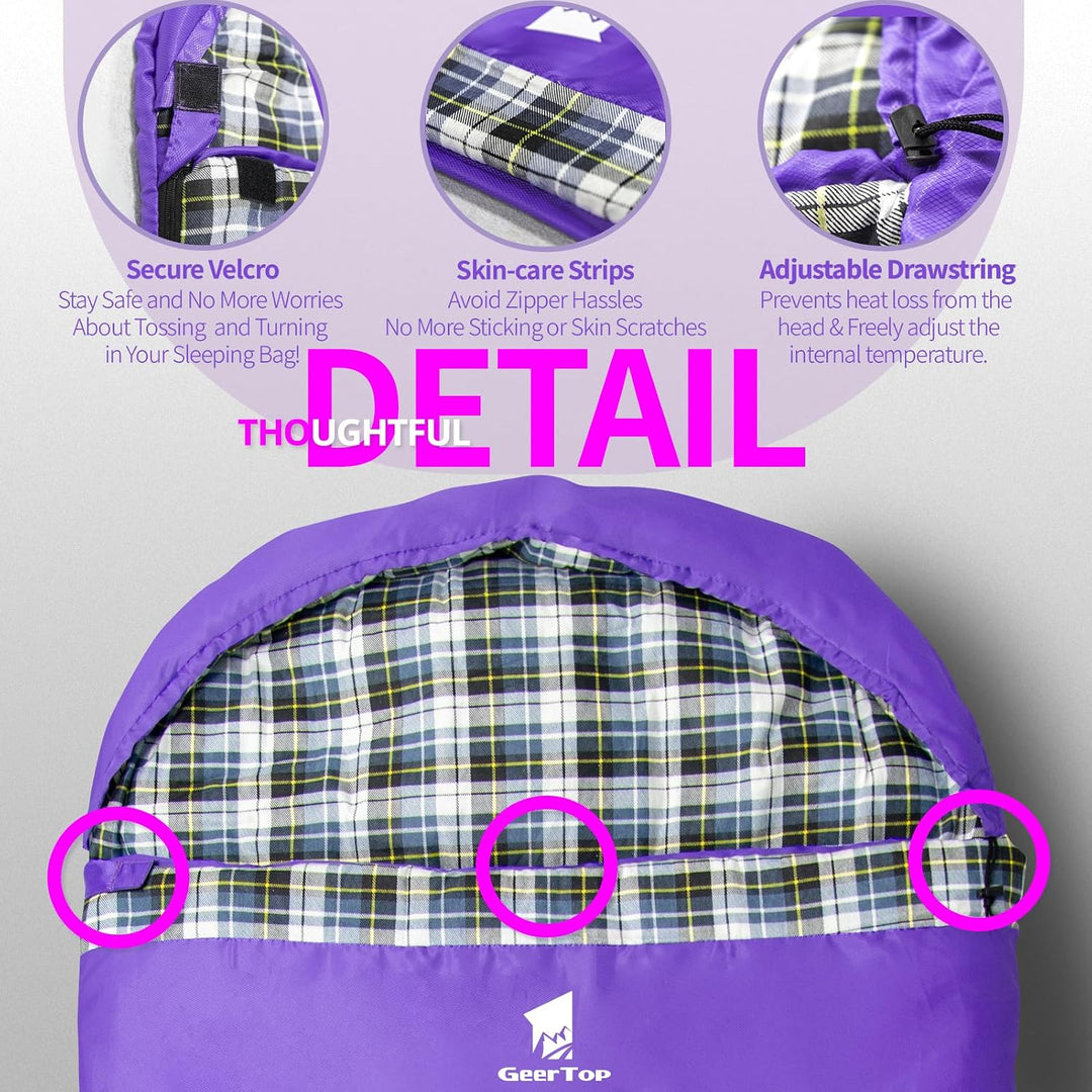 GEERTOP Schlafsack XXL 4 Jahreszeiten Flanell Campingschlafsack Übergrösse 220x100cm für Erwachsene