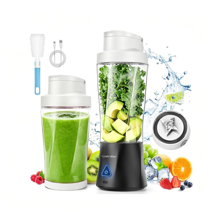 Smoothie Maker to go, 700 ml Portable Blender, 6000 mAh, Selbstreinigungsfunktion, Inklusive 6 Schar