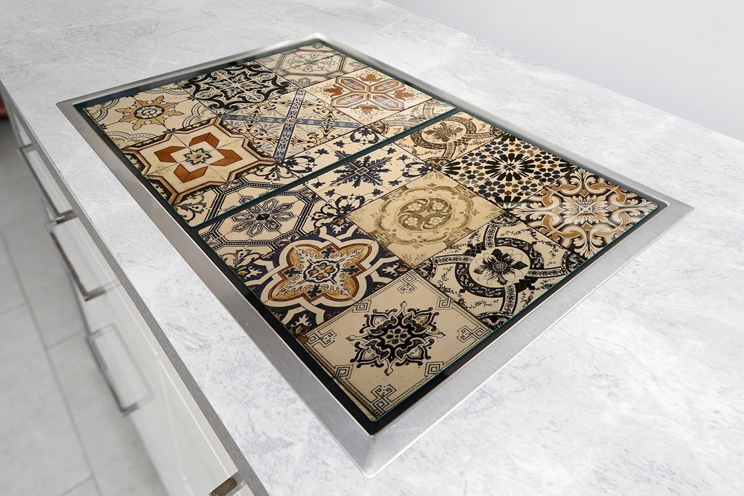 TMK ArtDeko Herdabdeckplatte 2 Teilig 40x52 + 45x52 cm - Spritzschutz Herdabdeckung – Herdschutz aus