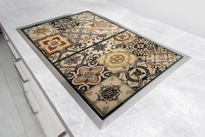 TMK ArtDeko Herdabdeckplatte 2 Teilig 40x52 + 45x52 cm - Spritzschutz Herdabdeckung – Herdschutz aus
