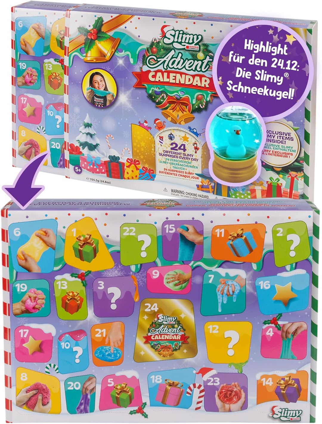 SLIMY Adventskalender Limited Edition mit 24 verschiedenen Spielmassen im DOPPELPACK - Original Slim