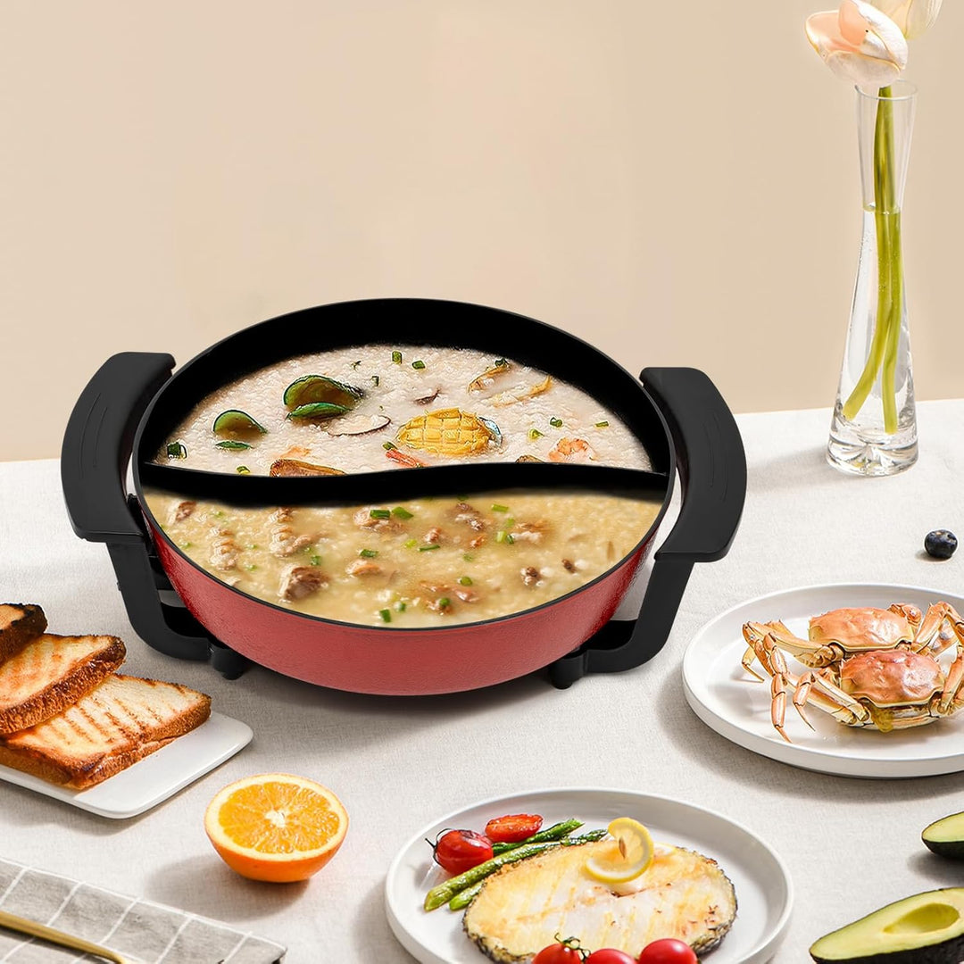 Multifunktional Elektrischer Hot Pot 6 L 1360 W 2 Seiten Yin Yang Hotpot Antihaft Kochtopf 5-Stufige