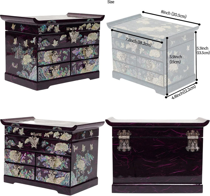 February Mountain Mother of Pearl Wooden Jewelry Organizer Box – Jewelry Storage Box for Women, Feat
