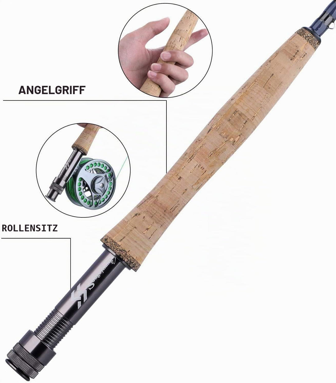 Sougayilang Fliegenfischrute, leicht, ultra-tragbar, 4-teilig, Graphit, 5/6, kompletter Starter, 7/8