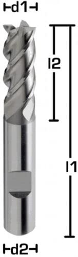 HSS-E (Co5%) Schaftfräser HB/Weldon, Typ N, DIN 844 40° Z=4 Fräser Ø 2-25 mm (18.0 x 32 x 92 - d2=16