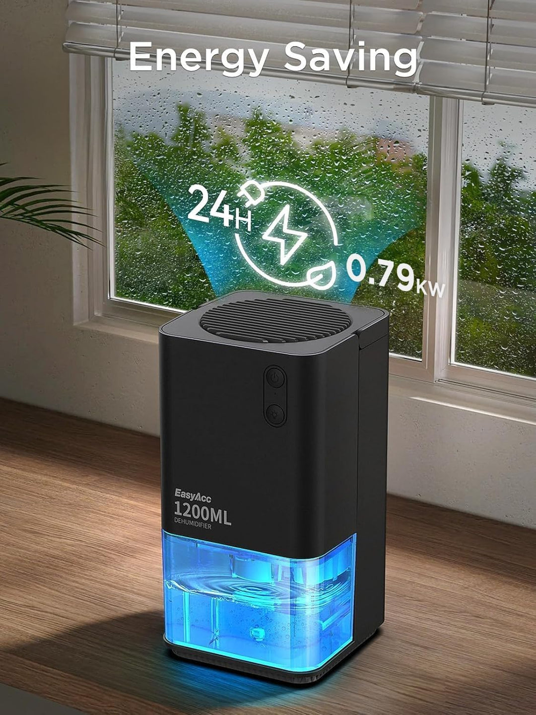 EasyAcc Luftentfeuchter,1200ml Elektrischer Entfeuchter,0.96kw/24H Energiesparend Klein Leise Tragba
