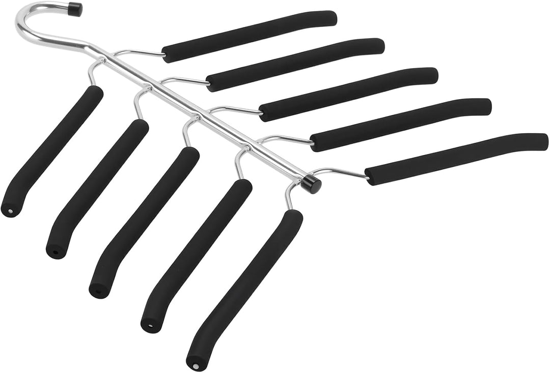 2 Stück Mehrlagiger Kleiderbügel 5 in 1, Mehrfach Kleiderbügel Platzsparend Metall Schwarz, Hosenbüg