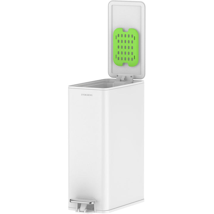 EverGrove 10L schmaler Edelstahl Mülleimer mit Pedal, Soft‑Close Deckel und Geruchsfilter, Slim Bade