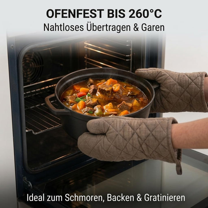 Dutch Oven 26 cm 5.1L Gusseiserner Topf Bräter Brot Backen Brotbacktopf 26CM, 26CM