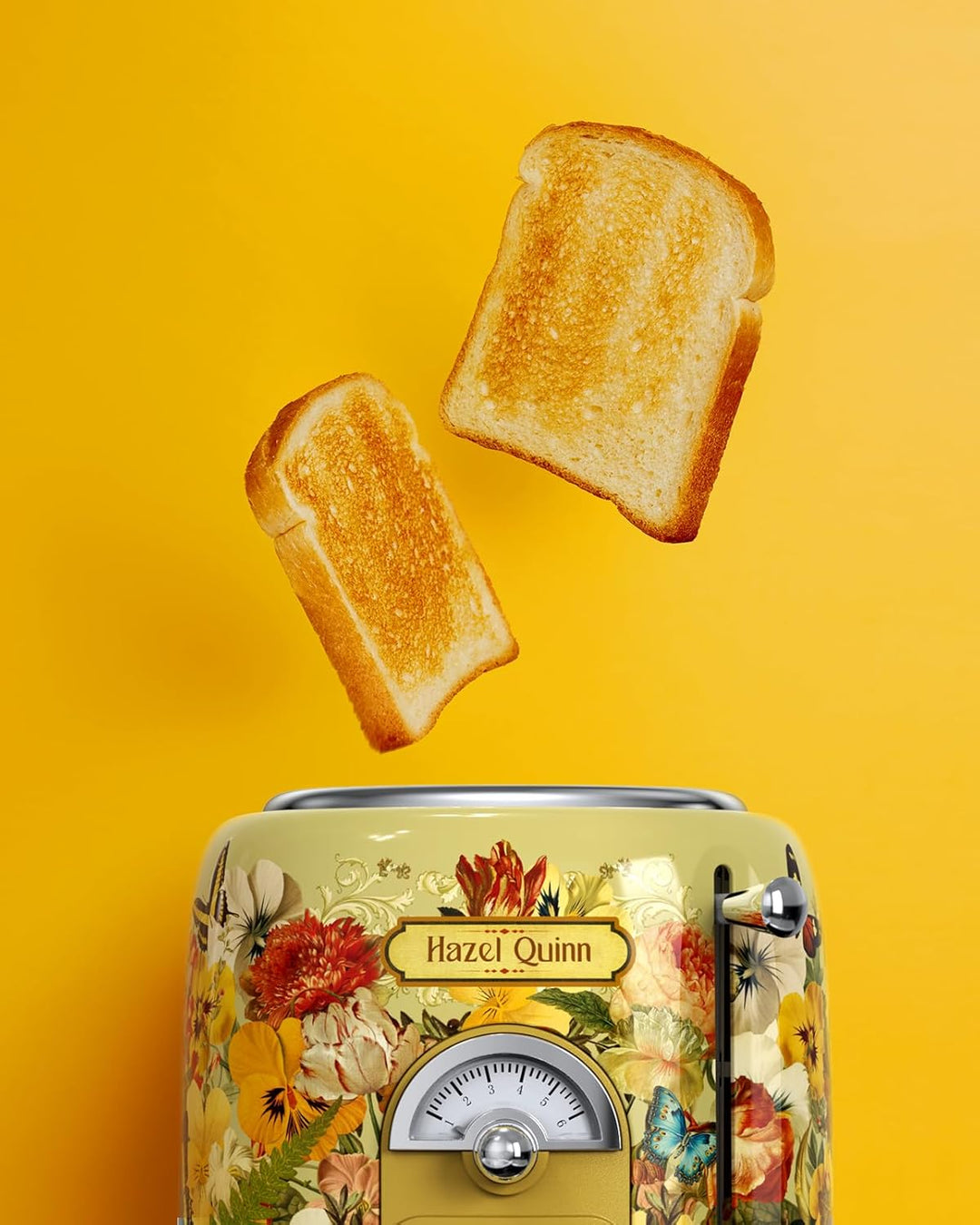 Hazel Quinn Retro 2 Scheiben Toaster, Edelstahl, Vintage Toaster, 6 variable einstellbare Bräunungss