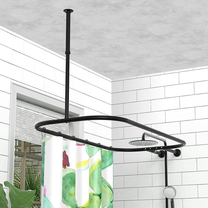 PrettyHome Duschvorhangstange, quadratisch, robust, rostfrei, oval, 148,1 x 61 cm, für freistehende