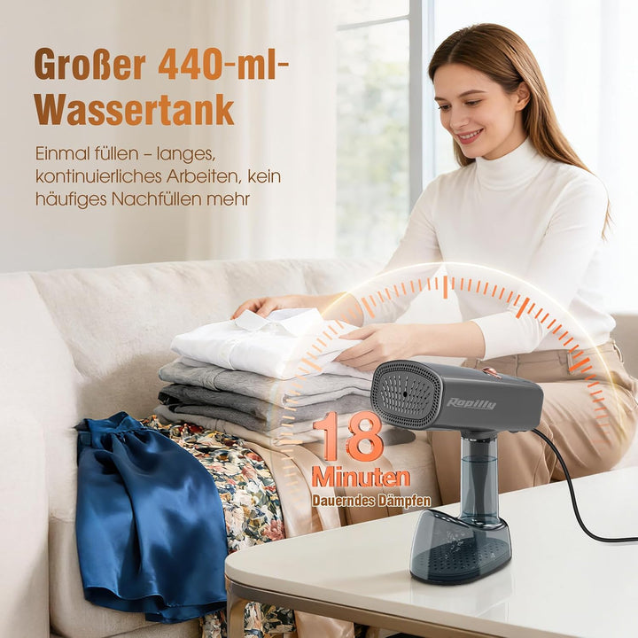 Dampfglätter mit Saugfunktion, 2100W Reisebügeleisen mit 5000Pa Saugkraft, 35 g/min Dampf, 440 ml Wa