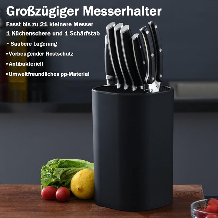 Messerblock Ohne Messer, Moderner Quadratischer Universal-Messerhalter mit 14 +2 Schlitzen und Drain