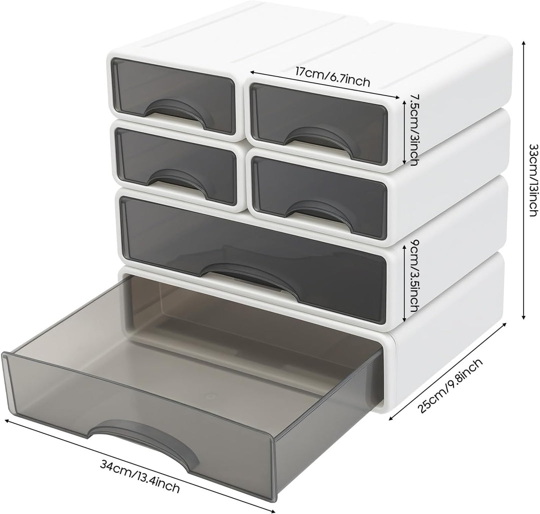 Schreibtisch Organizer mit 6 Schubladen Kunststoffschubladen Make Up Organize Stapelbare Büro Organi