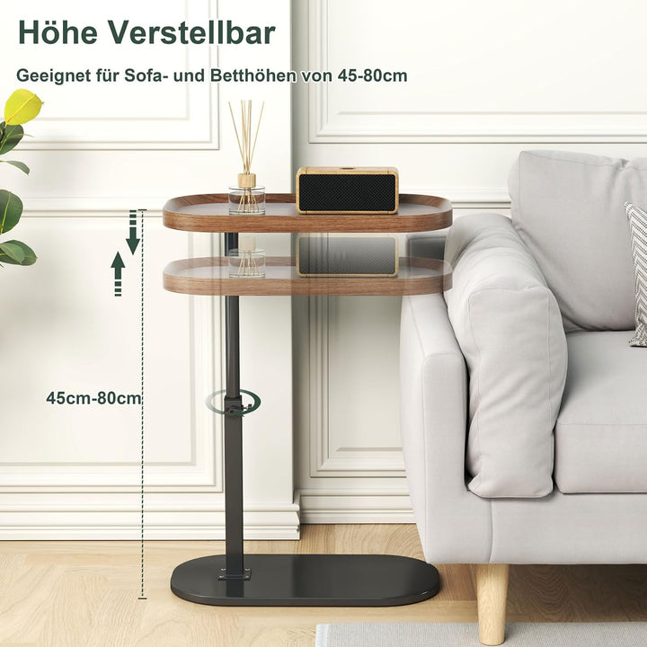 Beistelltisch C Form Höhenverstellbar, Klein Couch Beistelltisch, 360° Drehbarer C Form Beistelltisc