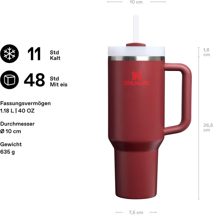 Stanley 1913 Quencher H2.0 FlowState Trinkbecher 1.2L - Cranberry | Kühlt 11 Std. - 48 Std. eisgeküh