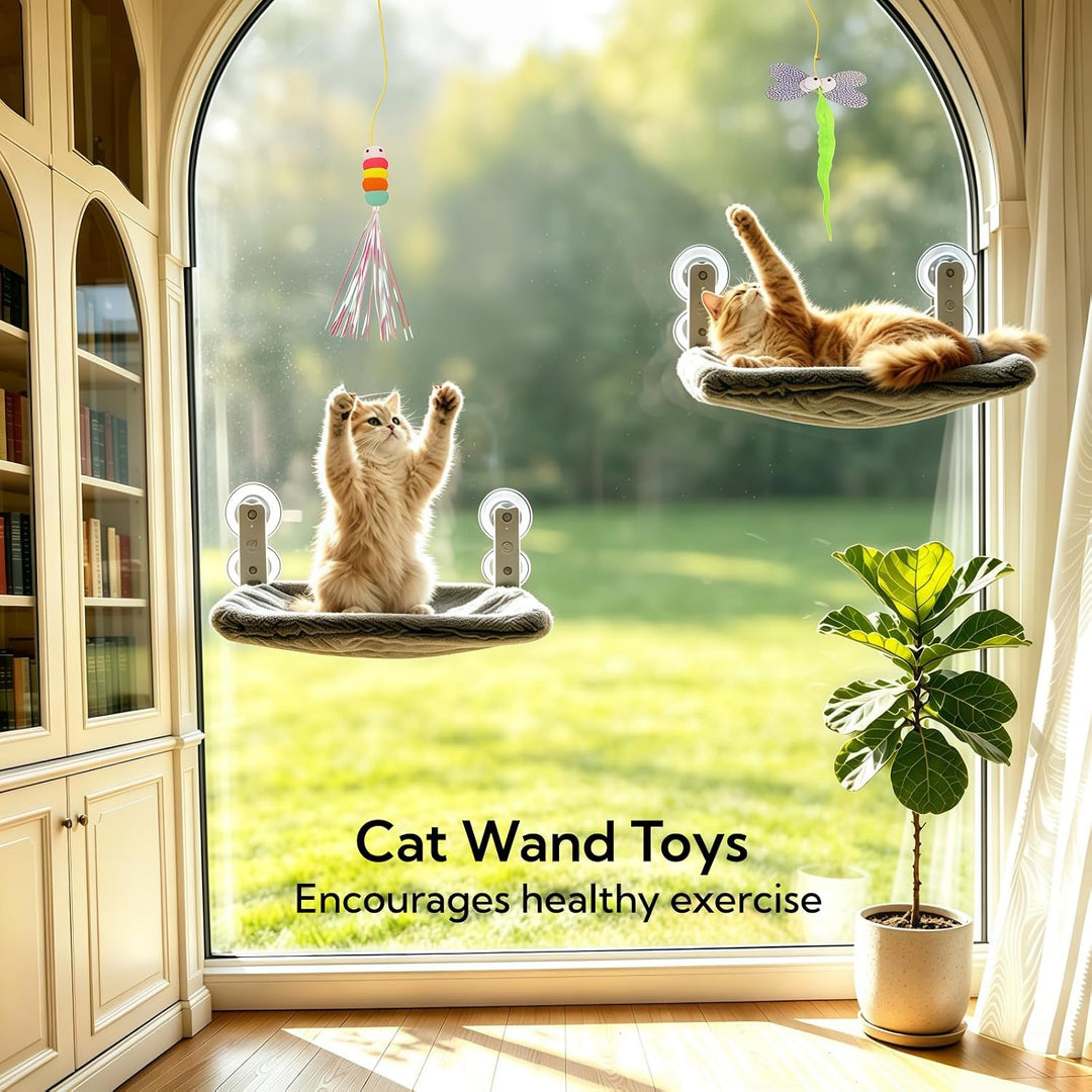 2er Set Cat Window Perch Faltbare Katzenhängematte für Fenster, 30kg Belastbarkeit, Metallrahmen &amp; g