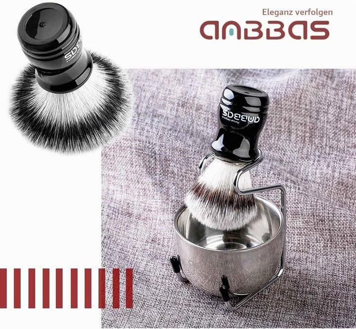 Anbbas 3in1 Rasierset Herren Geschenk Set Rasierpinsel Kunsthaar mit Rasierschale und Pinselhalte fü
