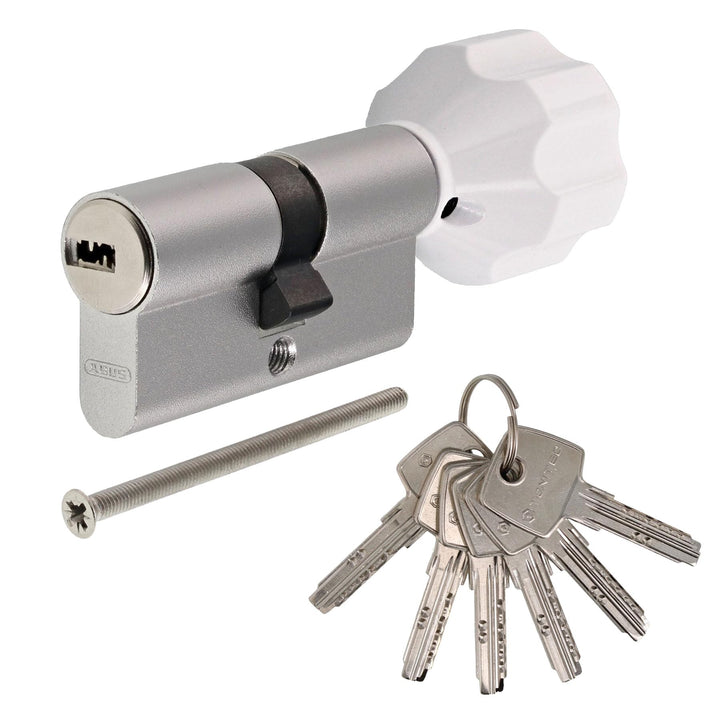 ToniTec Knaufzylinder TEC440 by ABUS Schliesszylinder mit EasyTurn grosser Knauf weiss Zylinderschlo