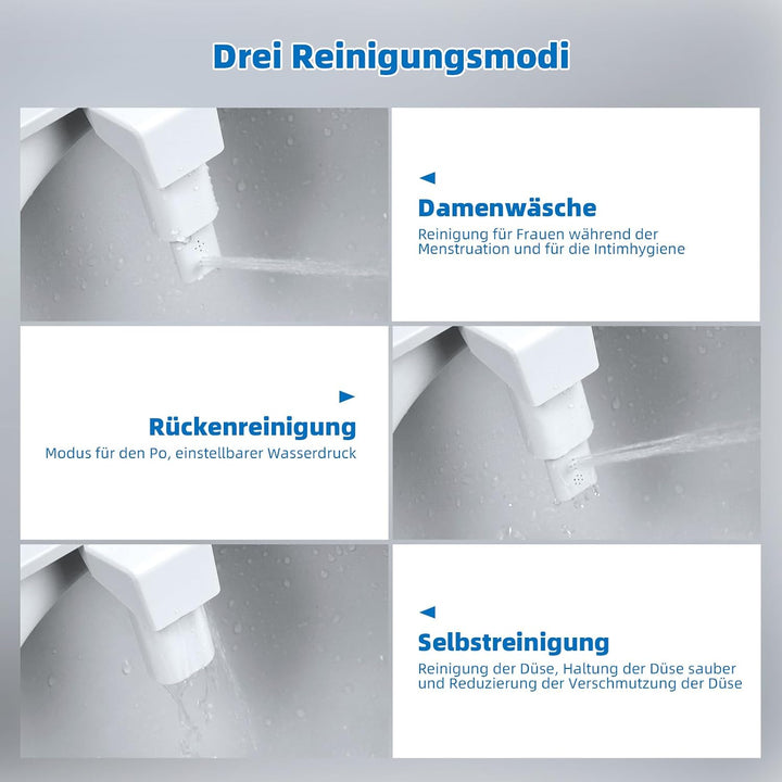 Hibbent Push-Button Bidet Toilettensitzaufsatz mit Nicht-elektrischer Doppeldüse, Einstellbarer Wass