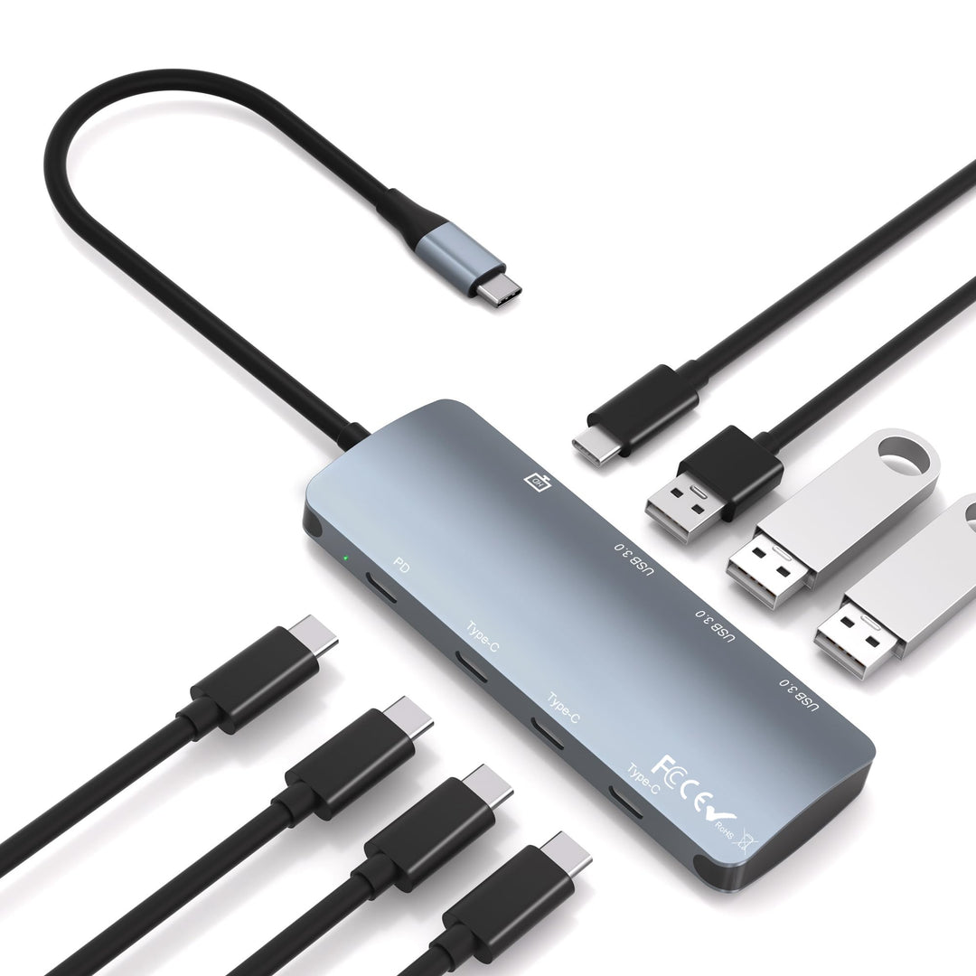 USB C Hub 10Gbps, 8-in-1 USB Hub 3.2 mit 4K@60USB C Hub 8-in-1, USB C Multiport Adapter mit 4K@60Hz